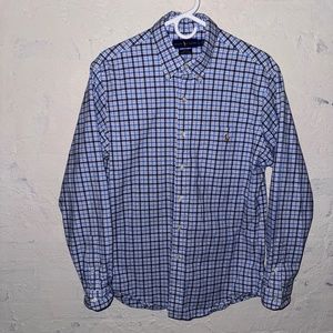 Ralph Lauren Men's Blue Slim Fit Stretch Oxford Button Down Shirt/Collar Sz Lg